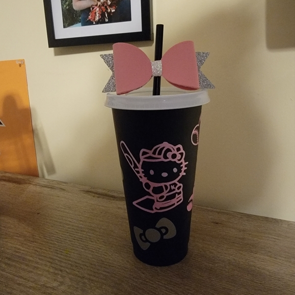 Dining Hello Kitty Softball Tumbler Wfoam Straw Bow Poshmark